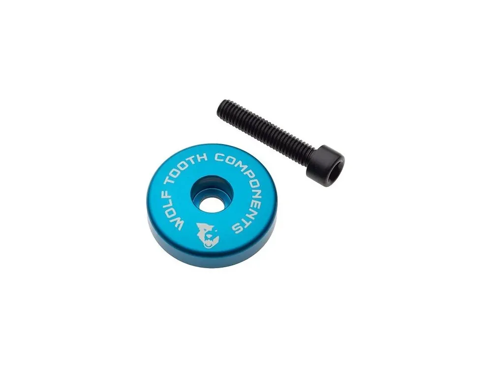 WOLF TOOTH krytka ULTRALIGHT STEM CAP modrá + 5mm spacer Akce