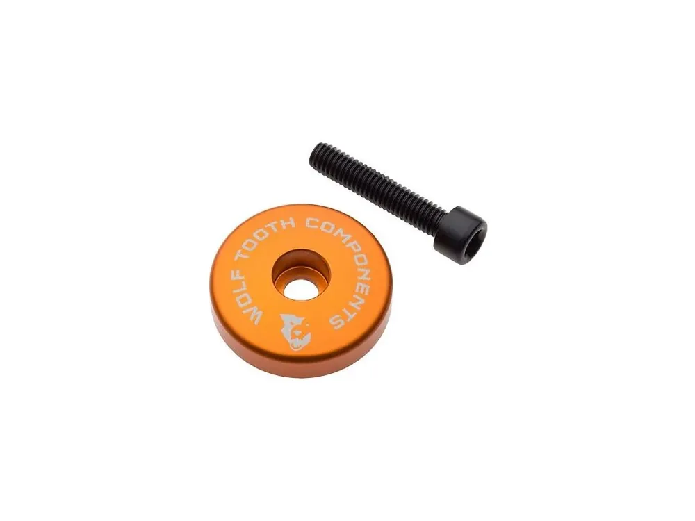 Novinka WOLF TOOTH krytka ULTRALIGHT STEM CAP oranžová + 5mm spacer