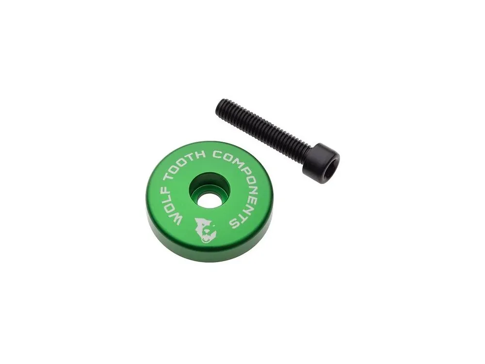 WOLF TOOTH krytka ULTRALIGHT STEM CAP zelená + 5mm spacer Značkový