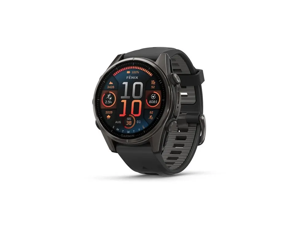 Pouze Dnes Garmin fenix 8 – 43 mm, AMOLED, Sapphire, Carbon grey DLC titanium, Black / Pebble grey se silikonovým řemínkem. + Nylonový řemínek k výběru ZDARMA + mapy TOPO Czech