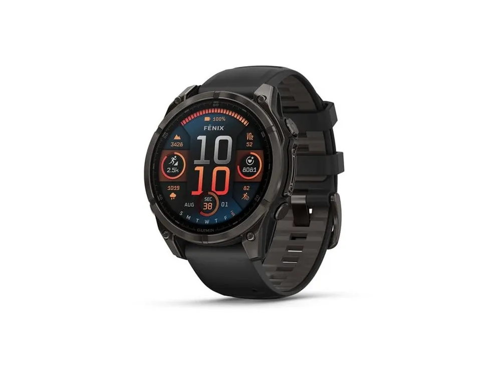 Objednat Nyní Garmin fenix 8 – 47 mm, AMOLED, Sapphire, Carbon grey DLC titanium s Black/Gray silikonovým řemínkem + Nylonový řemínek k výběru ZDARMA + mapy TOPO Czech