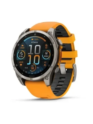 Garmin fenix 8 – 47 mm, AMOLED, Sapphire, Titanium s Orange/Graphite silikonovým řemínkem + Nylonový řemínek k výběru ZDARMA + mapy TOPO Czech Nejlepší Cena
