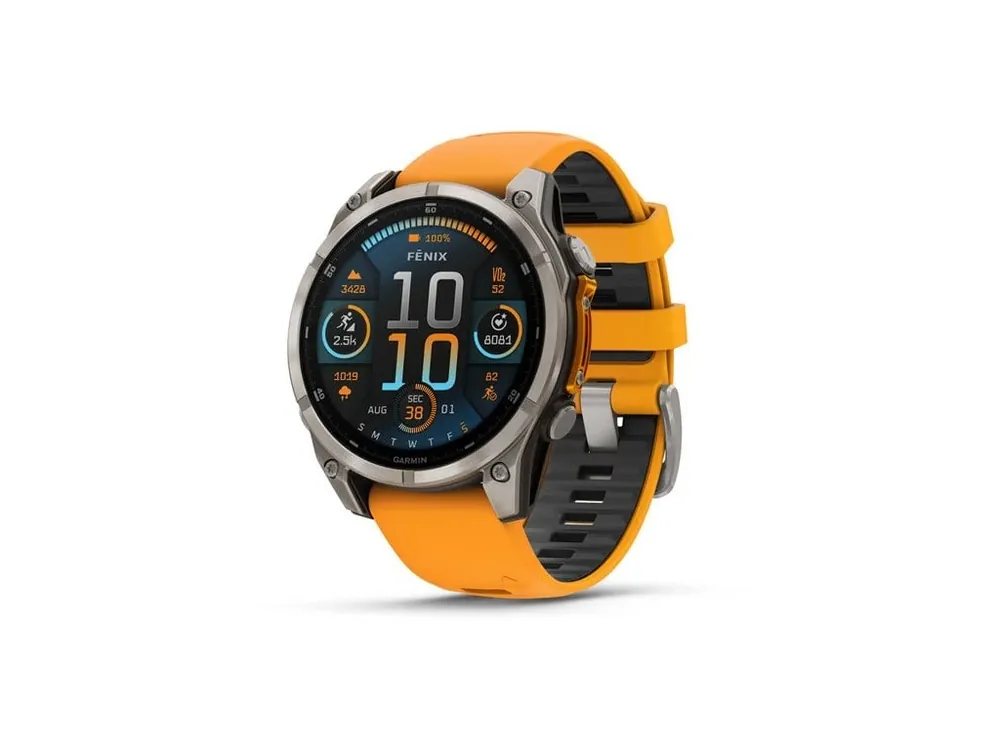 Garmin fenix 8 – 47 mm, AMOLED, Sapphire, Titanium s Orange/Graphite silikonovým řemínkem + Nylonový řemínek k výběru ZDARMA + mapy TOPO Czech Nejlepší Cena
