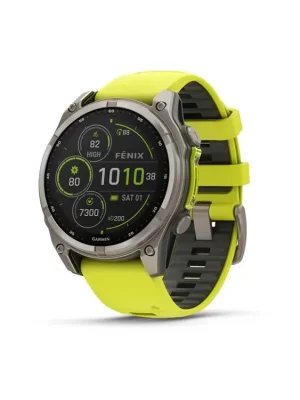 Garmin fenix 8 – 47 mm, Solar, Sapphire, Titanium s Yellow/Graphite silikonovým řemínkem + Nylonový řemínek k výběru ZDARMA + mapy TOPO Czech Top Prodej