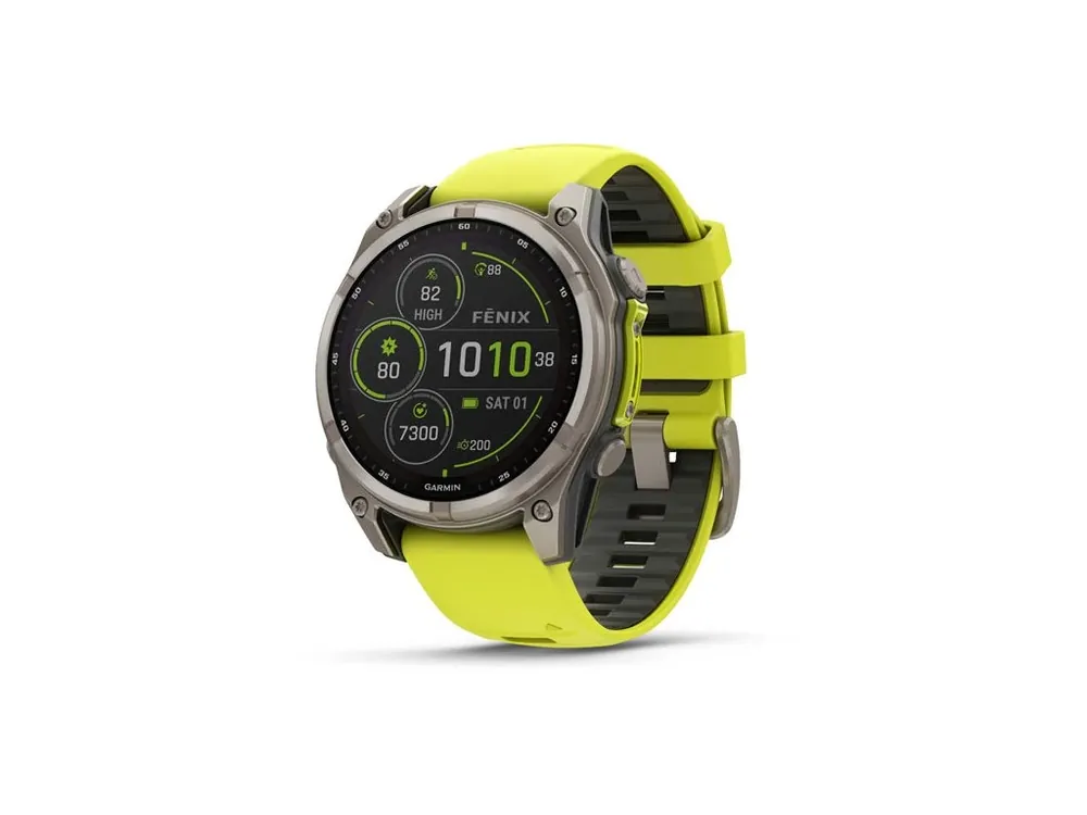 Garmin fenix 8 – 47 mm, Solar, Sapphire, Titanium s Yellow/Graphite silikonovým řemínkem + Nylonový řemínek k výběru ZDARMA + mapy TOPO Czech Top Prodej