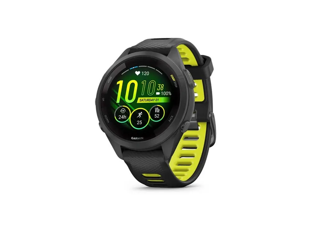 Garmin Forerunner 265S, luneta Black, pouzdro Black, řemínek silicone Black/Yellow Dokud Zásoby Vydrží