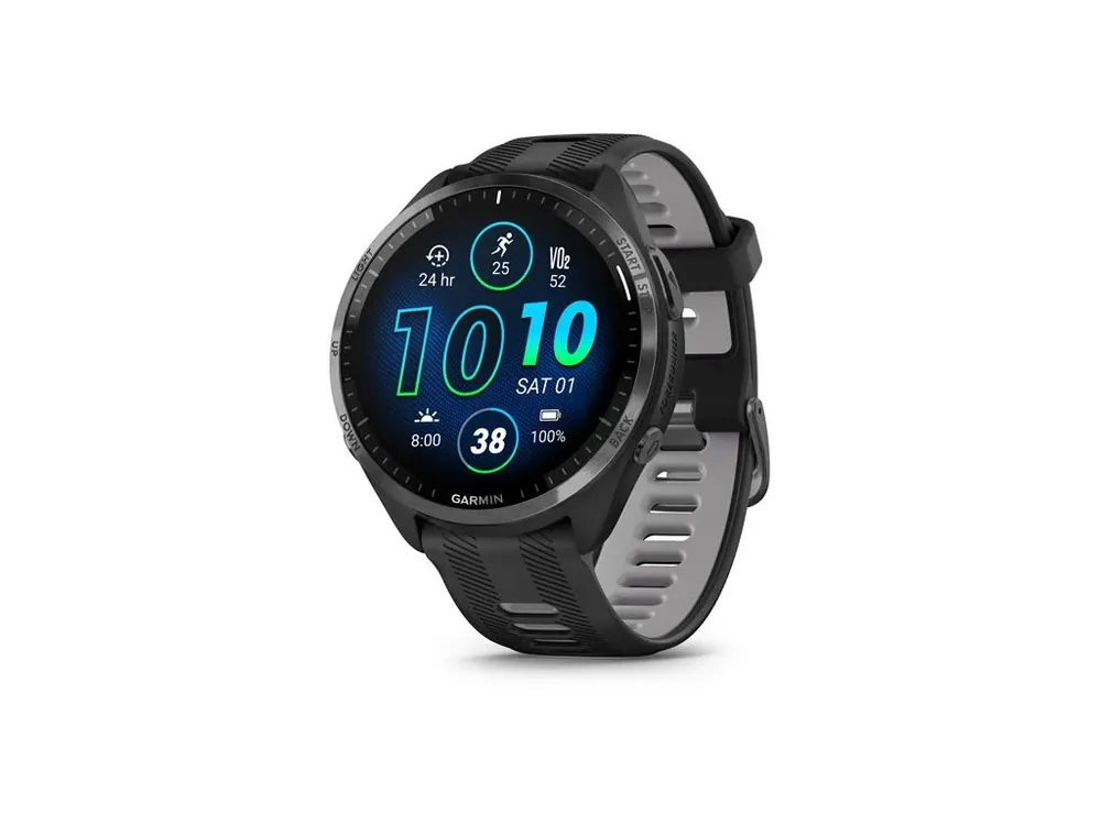 Garmin Forerunner 965, titanová luneta Carbon Grey DLC, pouzdro Black, řemínek silicone Black/Grey Značkový