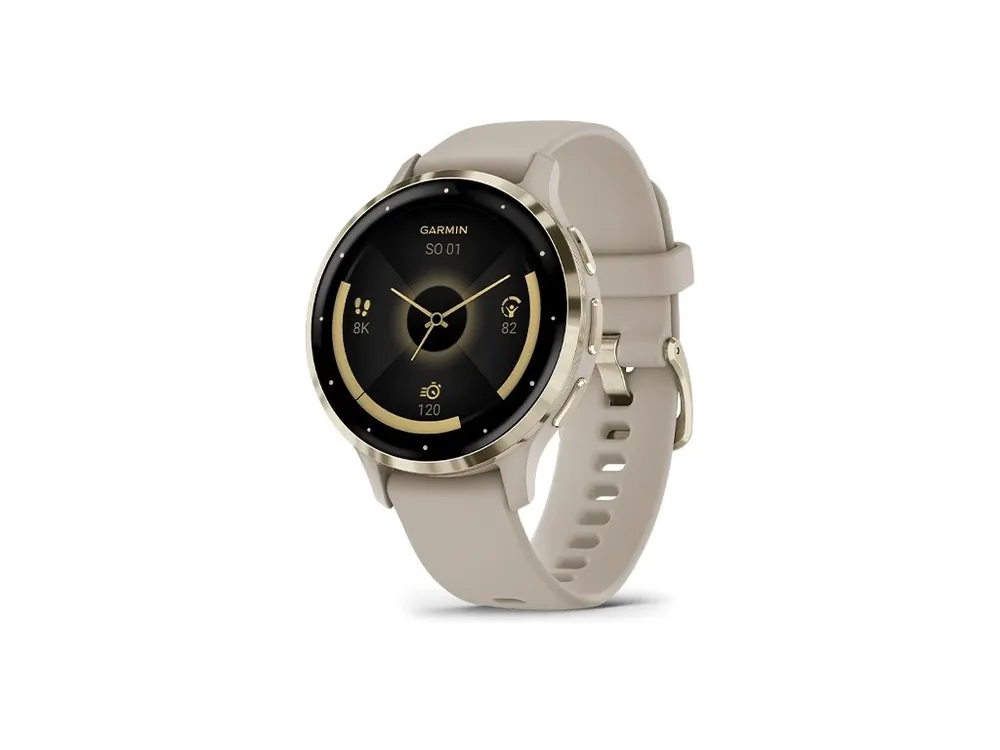 Oblíbený Garmin Venu 3S, Nerezová luneta Soft Gold, pouzdro French Gray, silikonový řemínek