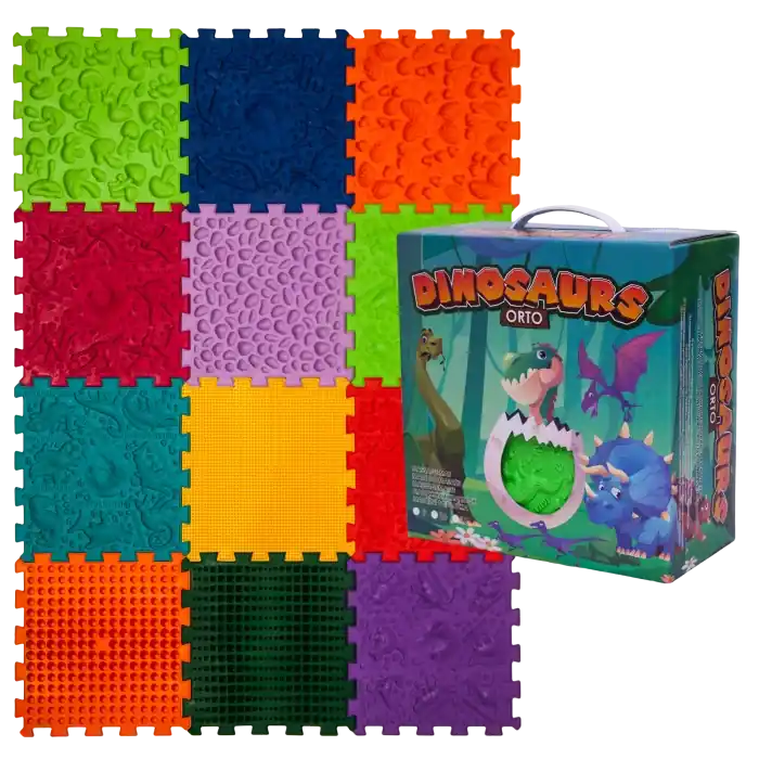 Ortek Masážní ortopedická podložka "Dinosauři Puzzle" 12 modulů Omezená Nabídka