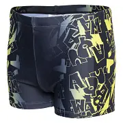 Dětské plavky AQUAWAVE Atos JR - black apple green logo print - vel. 140 Vysoce Kvalitní