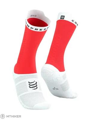 COMPRESSPORT Pro Racing v4.0 Bike ponožky, červená/bílá Časově Omezené