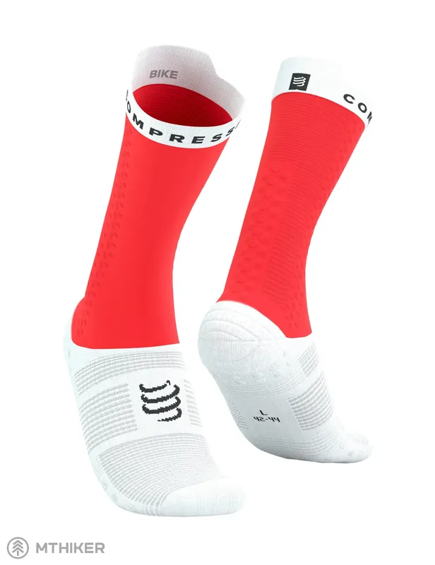 COMPRESSPORT Pro Racing v4.0 Bike ponožky, červená/bílá Časově Omezené