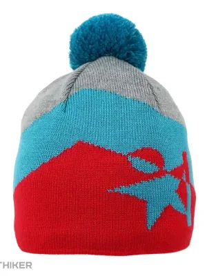 Warmpeace Lucky čepice, red/turquoise/iron Dokud Zásoby Vydrží