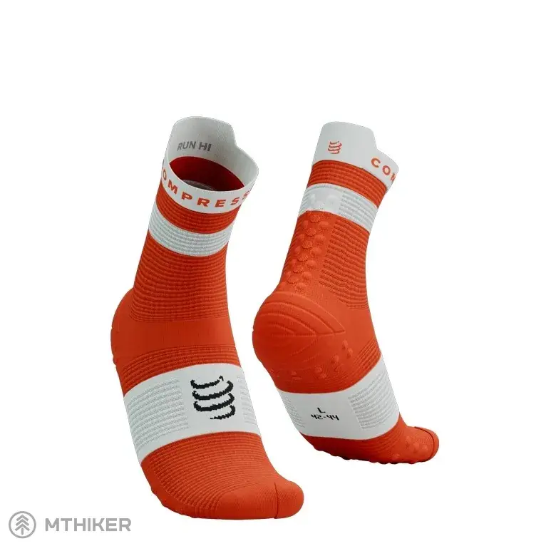 Zlevněný COMPRESSPORT Pro Racing Socks v4.0 Run High ponožky, tigerlily/white