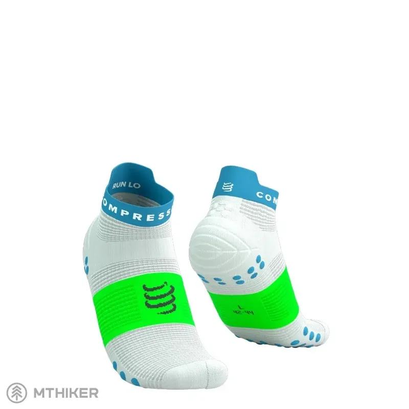 COMPRESSPORT Pro Racing Socks v4.0 Run Low ponožky, bílá/norská blue/neon green Aktuální