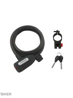 Dokud Zásoby Vydrží FORCE LUX lankový spirálový zámek na klíč, 1 500 mm/10 mm, s držákem
