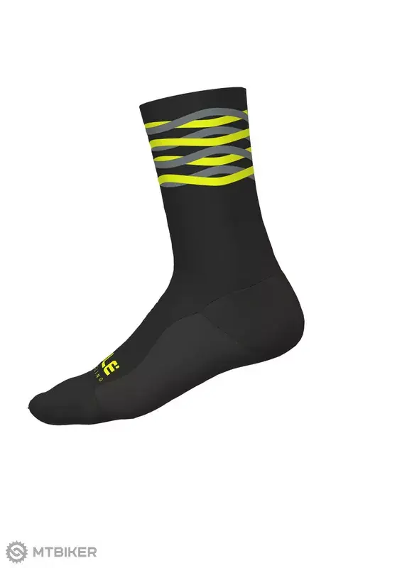 Časově Omezené ALÉ CALZA SPEEDFONDO H18 ponožky, černá/fluo žlutá