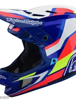 Ověřený Troy Lee Designs D4 COMPOSITE MIPS helma, omega white/blue