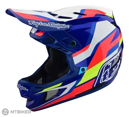 Ověřený Troy Lee Designs D4 COMPOSITE MIPS helma, omega white/blue