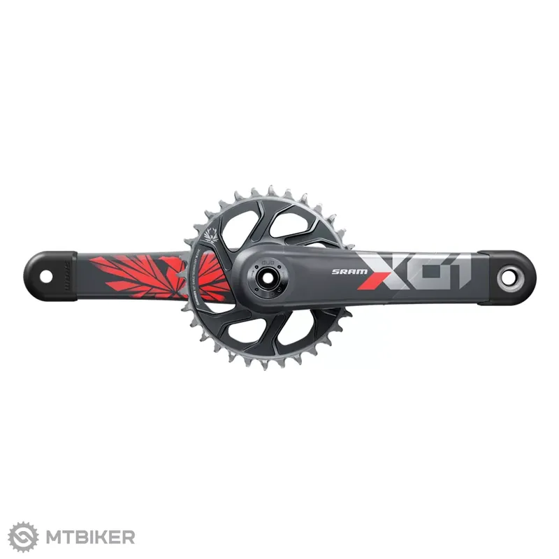 Horká Nabídka SRAM X01 Eagle DUB Carbon kliky, 1x12, 32T, Lunar/Oxy Red