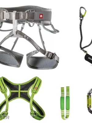 OCÚN Via Ferrata Twist + Chest Set ferratový set, grey silver/green Bezpečná Platba