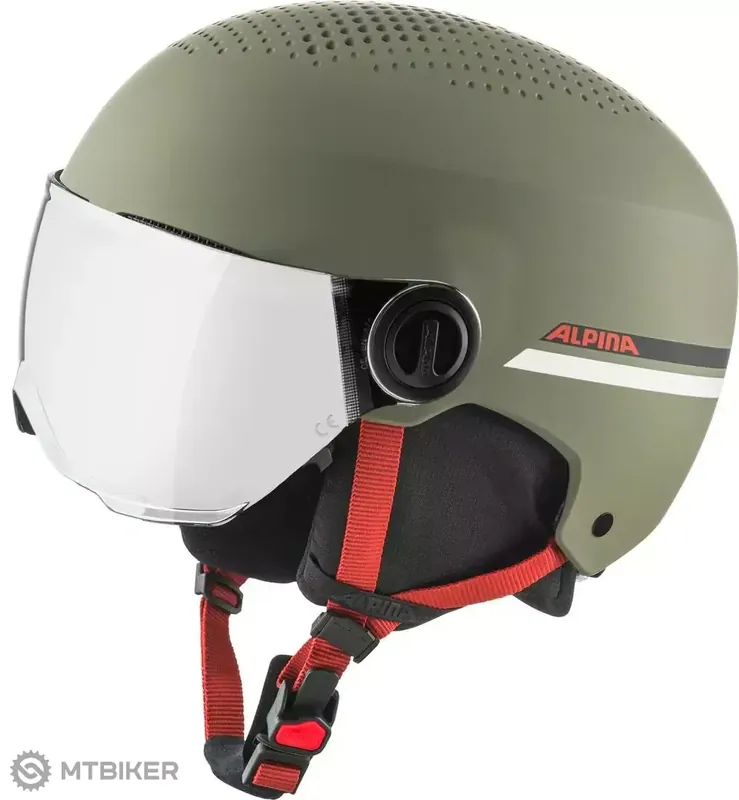 ALPINA ZUPO VISOR Q-LITE dětská přilba, olive/red matt/orange-silver Levný