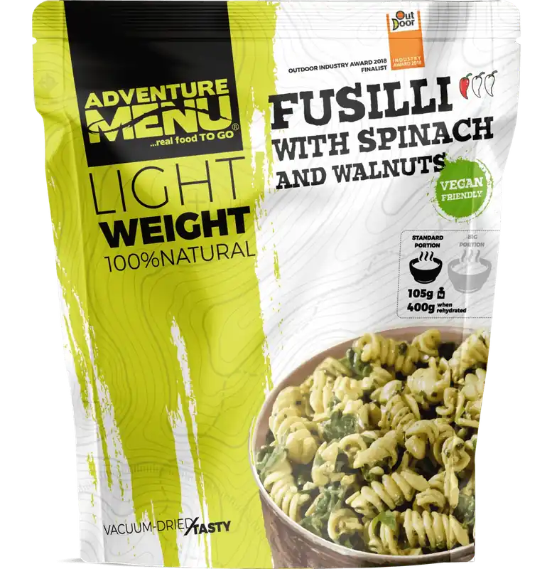 Originální Adventure menu Fusilli se špenátem a vlašskými ořechy 98g standard porce