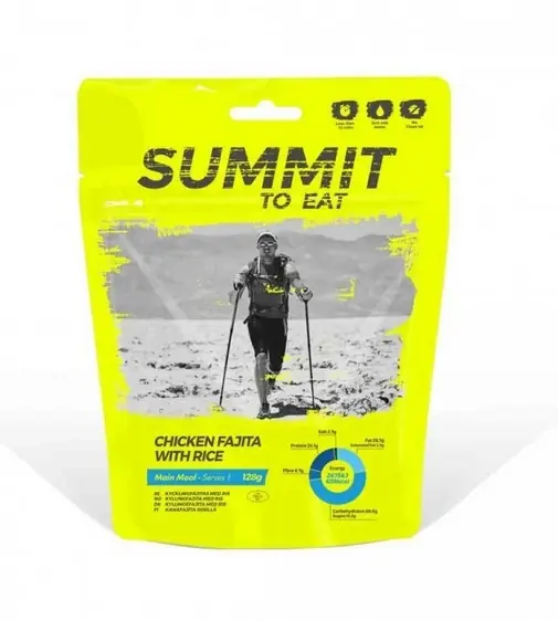 Značkový Summit to eat Kuře Fajita s rýží malá porce 128g nakup jídlo min. za 2000Kč, použij kod "jidlo10" a získej slevu 10%