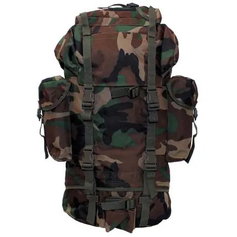 MFH BW nepromokavý batoh vzor woodland 65L Ověřený