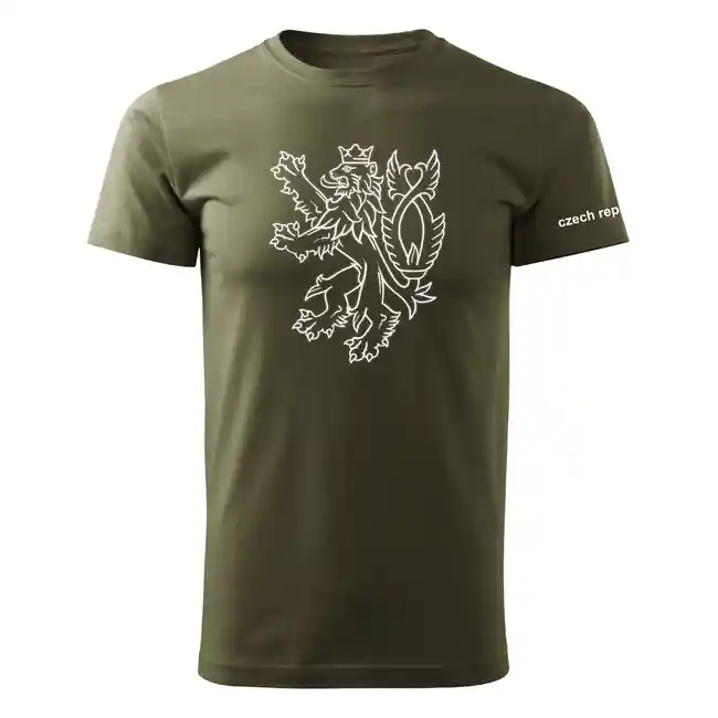 Koupit Online DRAGOWA krátké tričko český lev, olivová 160g/m2