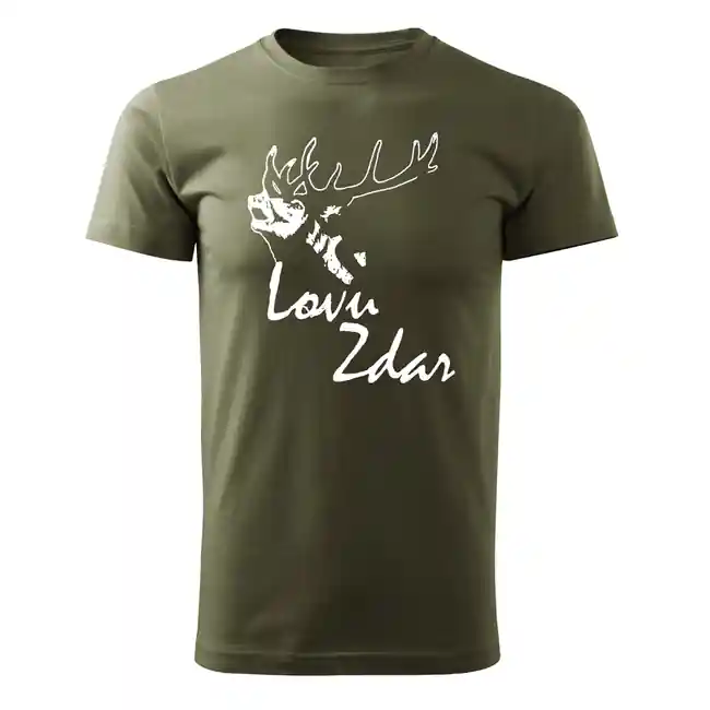 Oblíbený DRAGOWA krátké tričko lovu zdar, olivová 160g/m2