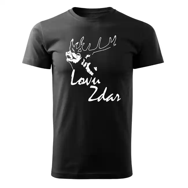 Finální Výprodej DRAGOWA krátké tričko lovu zdar, černá 160g/m2