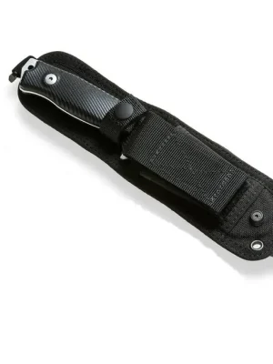 Akční Nabídka Lionsteel Velká dýka pro dobrodruhy v provedení s černou čepelí dodávaná včetně koženého pouzdra. M5B G10