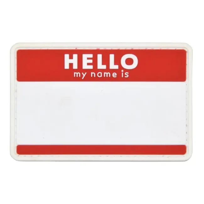Značkový WARAGOD nášivka Hello My Name is PVC Patch Red