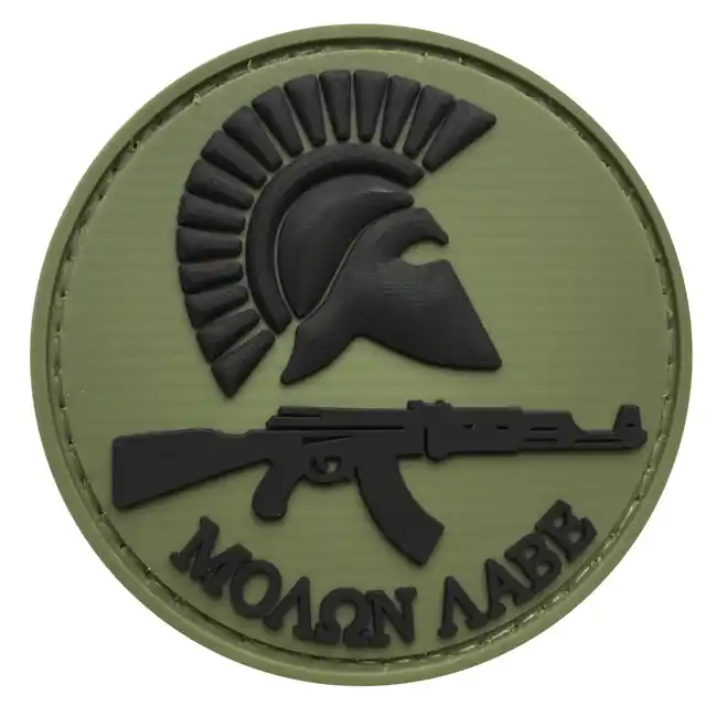 WARAGOD nášivka Round Molon Labe with Rifle PVC Patch OD Green and Black Nejlepší Volba
