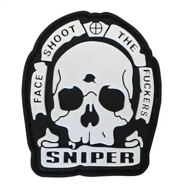 WARAGOD nášivka Face Shoot,The Fuckers PVC Patch Black and White Oblíbený