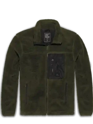 Vintage Industries Mikina Kodi s podšívkou z fleece sherpa, tmavě olivová Levný