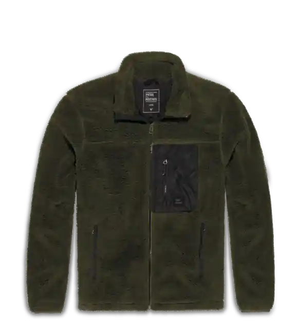 Vintage Industries Mikina Kodi s podšívkou z fleece sherpa, tmavě olivová Levný