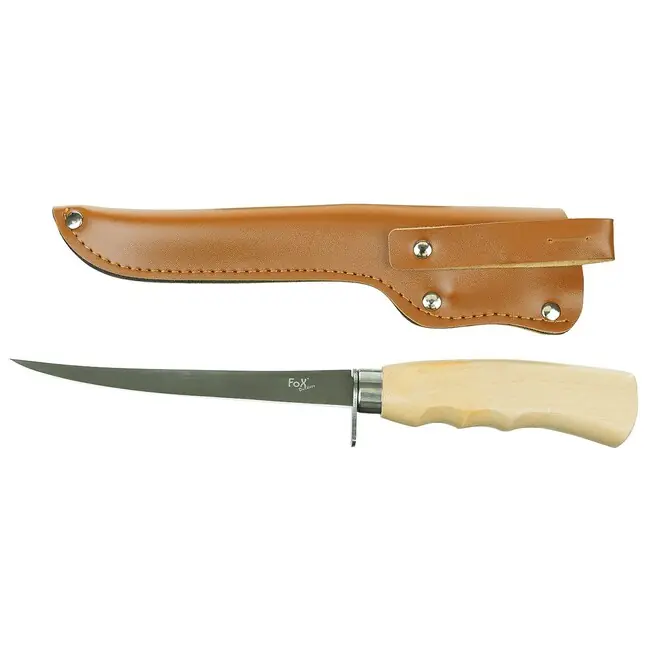 Fox Outdoor Klasický filetovací nůž, rukojeť z březového dřeva, s pouzdrem Originální
