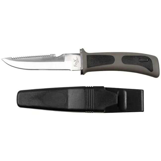 Fox Outdoor Potápěčský nůž, černý, gumová rukojeť, s pouzdrem Vysoce Kvalitní