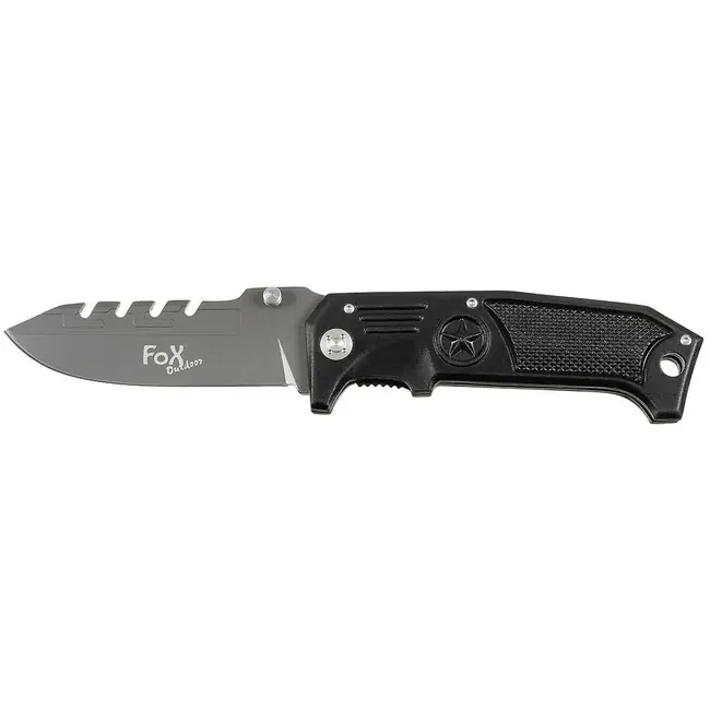 Fox Outdoor Nůž Jack, jednoruční, kovová rukojeť, černý Novinka