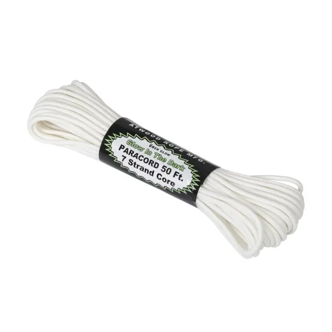 ATWOOD® 550 Paracord lano svítící ve tmě (50 stop) - bílý (GLOW-PC100) Finální Výprodej
