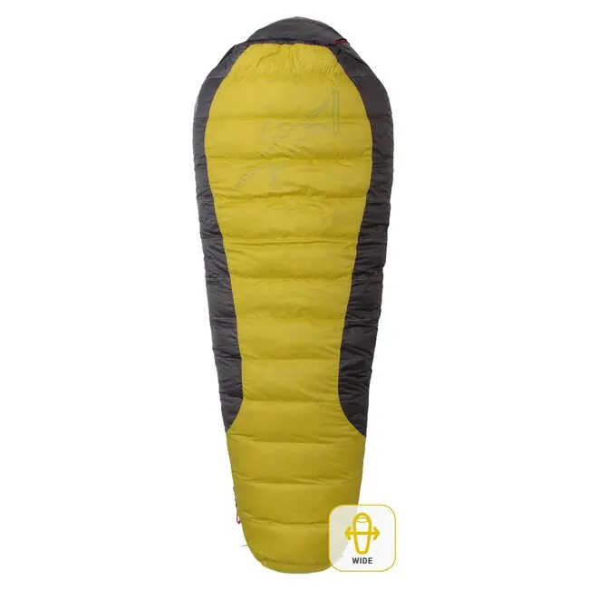 Sezónní Sleva Warmpeace Spací pytel VIKING 1200 195 cm WIDE R, žlutá/šedá/černá