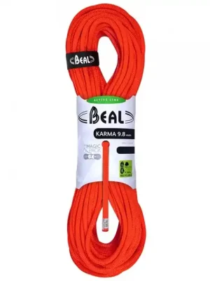 Akce Beal jednoduché lano pro sportovní lezení Karma 9.8 mm, solid orange 40 m