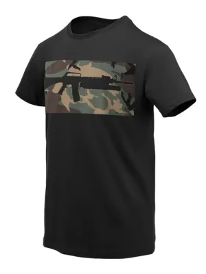 Helikon-Tex 16/203 Combo bavlněné krátké triko, Black/US Woodland Cenová Bomba