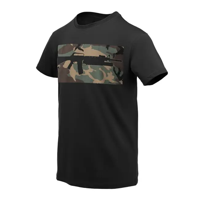 Helikon-Tex 16/203 Combo bavlněné krátké triko, Black/US Woodland Cenová Bomba