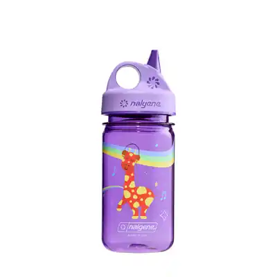 Dětská láhev na vodu Nalgene Grip-n-Gulp Sustain 0,35 l s obalem, fialová hudební žirafa Nová Kolekce