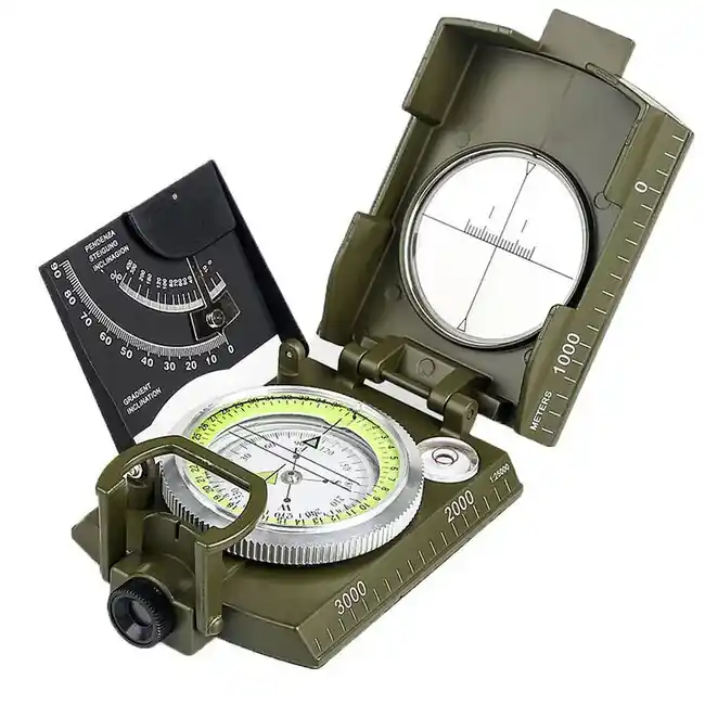 DRAGOWA Tactical Skládací vodotěsný kovový kompas s pouzdrem Wally, zelený Oblíbený