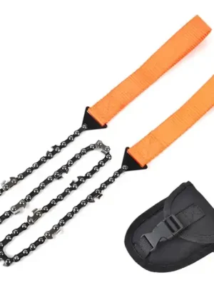 Časově Omezené DRAGOWA Taktická kapesní řetězová pila pro přežití s nylonovým pouzdrem Billy, oranžová