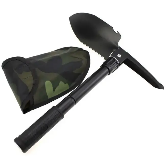 Nová Kolekce DRAGOWA Tactical Outdoor multifunkční skládací lopatka s čekanem a pouzdrem Ember, černá